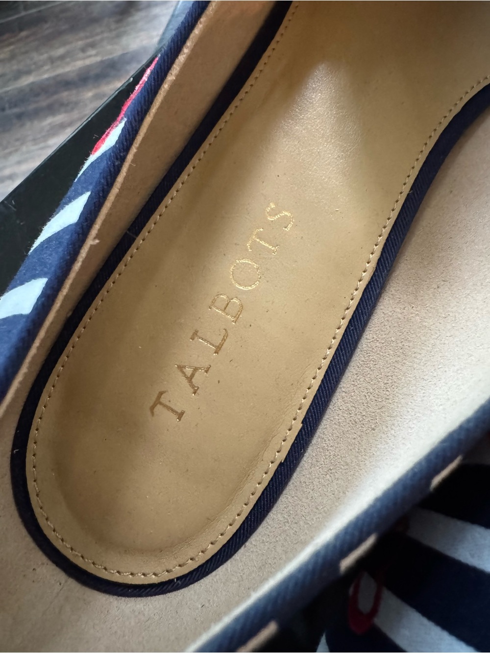 Talbots Navy & White Striped Loafers with Red Heart Accents 10 - Picture 3 of 8